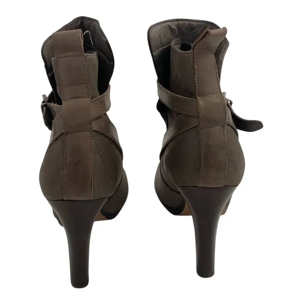 Aldo Booties Women's Gray Buckle Leather 4